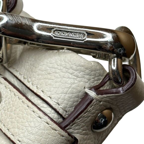 Coach White Pebble Leather Purple Lining Shoulder Bag with Handles F17165 - Picture 5 of 14